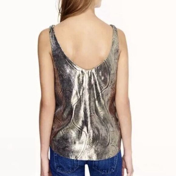 J. Crew Womens Silk Paisley Tank Top Size 0 Gold Boho Grunge Festival Whimsigoth - Picture 3 of 9
